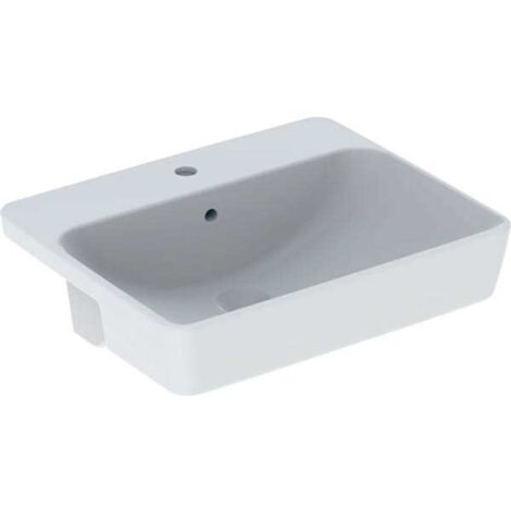 GE VariForm Halbeinbauwaschtisch, quadr. 55x45cm, m. Hl, m. Ül., weiß, KeraTect