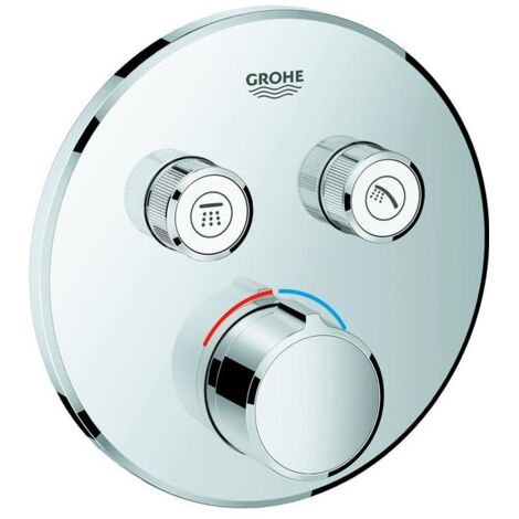 Grohe SmartControl Unterputzmischer, mit 2 Absperrventile, Fertigmontageset für Rapido SmartBox, Wandrosette rund, Chrom