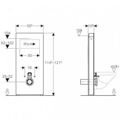 Geberit Monolith Sanitärmodul für Wand-WC, 114cm, Wasseranschluss