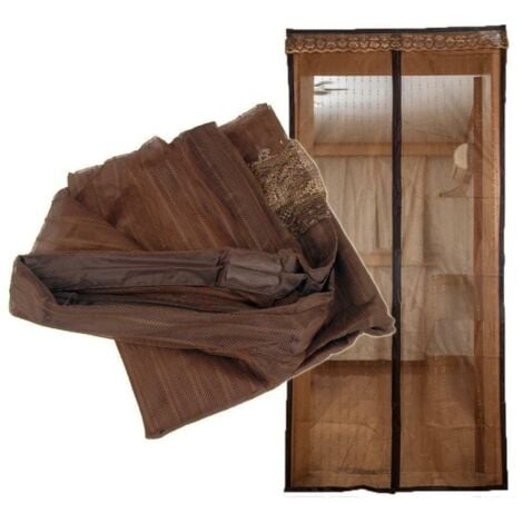 Moustiquaire Porte Magnetique avec accessoires 145x240 cm marron