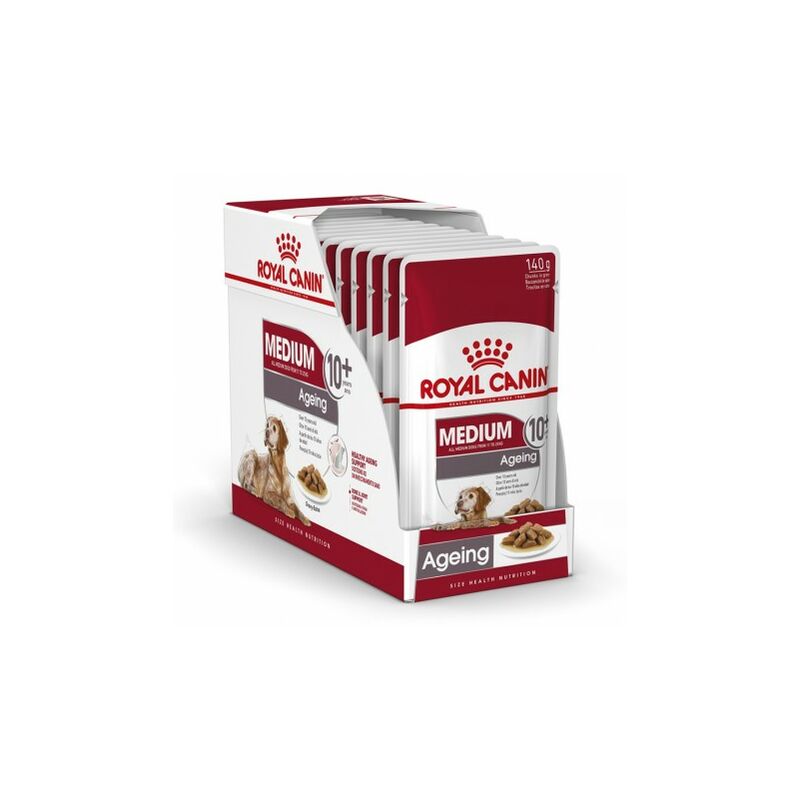 Royal Canin Medium Ageing comida húmeda para perro en edad avanzada de razas tamaño mediano Pack 10 x Bolsa de 140 gr