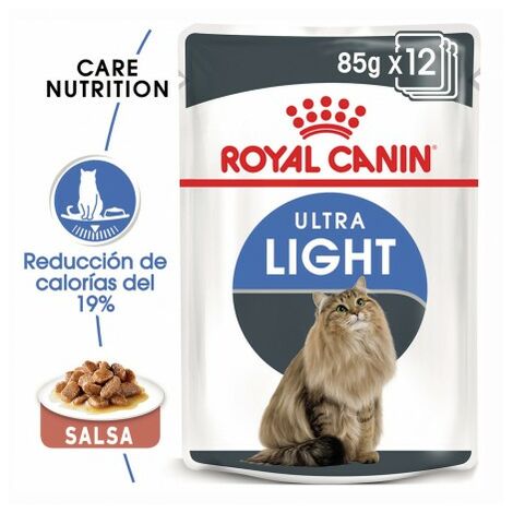Royal Canin Ultra Light comida húmeda en salsa para el control de peso en gato adulto Pack 12 x Bolsa de 85 gr