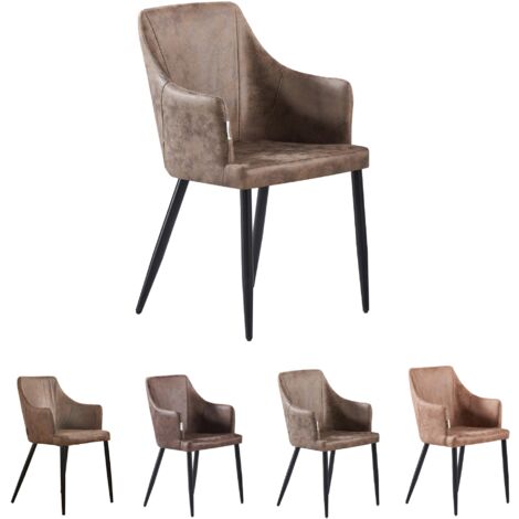 ZARAH BLAZE - Table à Manger Coloris Chêne + 4 Chaises En Simili Cuir Marron Clair