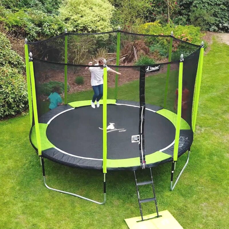 Trampolino da giardino 300cm + rete di sicurezza - JUMPI 300 – Nero/Verde