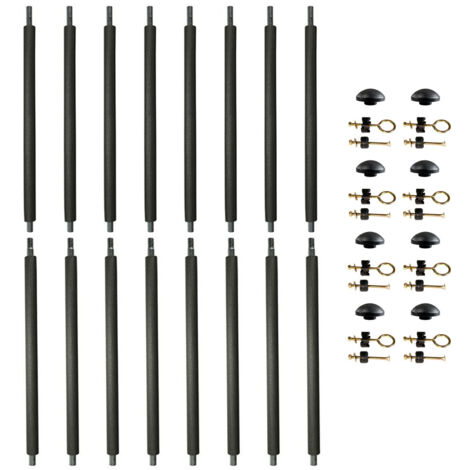 KANGUI Lot de 8 poteaux de filet de sécurité Ø25mm pour trampolines de jardin toutes marques avec mousse, visserie et capuchon (longueur totale 215cm)