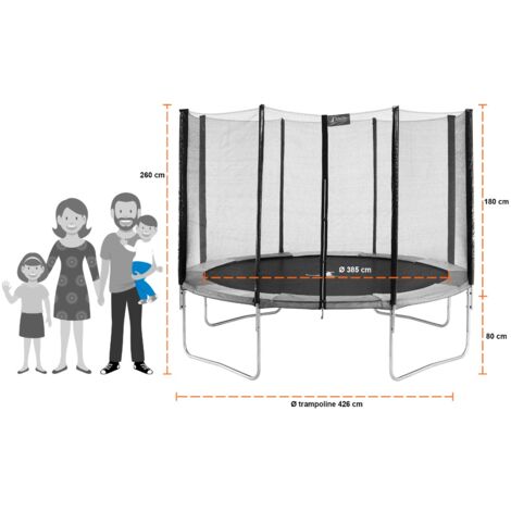 Kangui - Trampoline rond Ø430cm avec filet, échelle, bâche et kit d'ancrage - RALLI 430