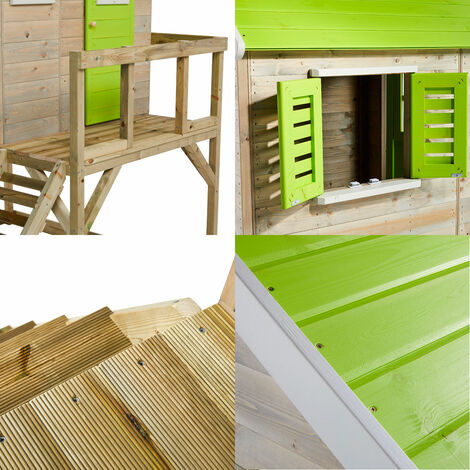 Cabane Enfant Jardin En Bois 1.1m² - Maisonnette Sans Plancher 146x112x145cm - Jeu Extérieur