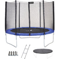 Trampoline KANGUI Bleu Ø 305 cm Enfant Échelle Bâche Kit ancrage Extérieur CE NF EN71-14