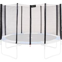 Filet de sécurité pour trampoline Ø 430cm – Résistant en polyéthylène 90gr/m² – Accès facile par fermeture éclair – Fixation avec attaches élastiques – Kangui