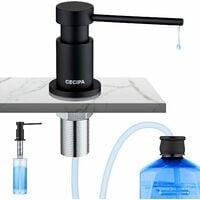 CECIPA Distributeur de Savon Cuisine Encastrable, Distributeur de Détergent pour Évier avec Bouteille de 300ML et Tuyau de Rallonge de 1,2 m, Noir