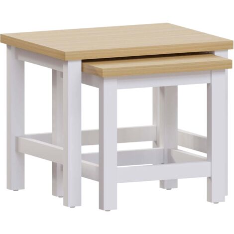 Arlington Ensemble de 2 Tables Gigognes Table Basse Meuble de Salon H 41 x L 50 x P 40 cm, Blanc (1/5)