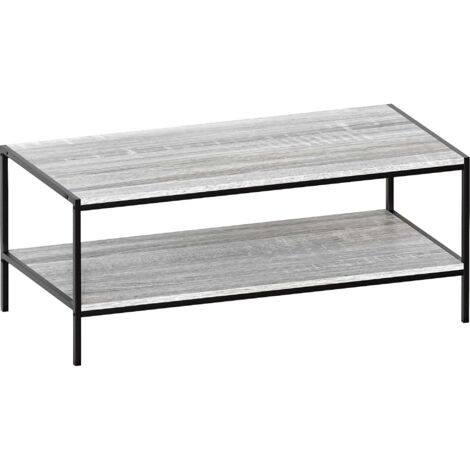 Brooklyn Table Basse avec Étagère d’Appoint Meuble de Salon H 40 x L 100 x P 50 cm, Gris (1/5)