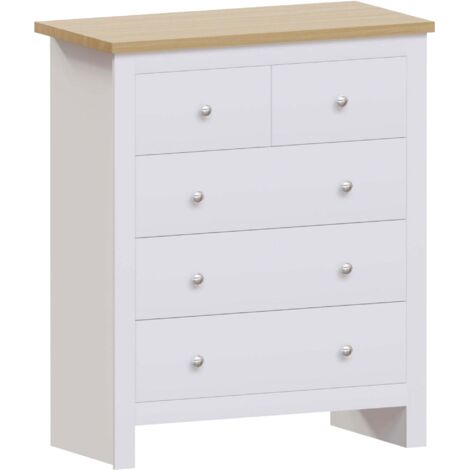 Arlington Commode 5 tiroirs pour chambre meuble de rangement élégant et durable, Blanc (1/5)