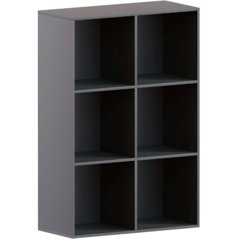 Durham bibliothèque 6 cubes, étagère en bois, meuble de rangement libre, Noir (1/5)