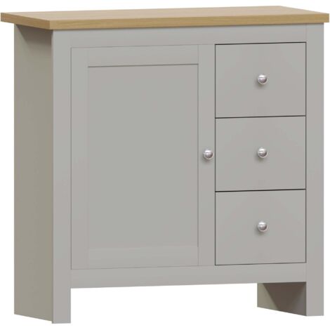 Arlington Buffet 3 Tiroirs 1 Porte Armoire Rangement H 80 x L 79 x P 35 cm, Gris (1/5)