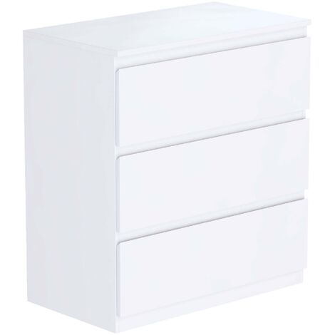 Home Discount – Commode enfant 3 tiroirs – Design moderne blanc – H 77 x L 70 x P 40 cm – MDF et panneau de particules (1/5)