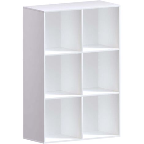 Durham bibliothèque 6 cubes, étagère en bois, meuble de rangement libre, Blanc (1/5)