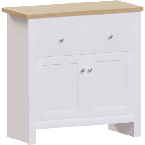 Arlington Buffet 2 Tiroirs 2 Portes Armoire Rangement H 80 x L 79 x P 35 cm, Blanc (1/5)