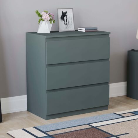 Home Discount – Commode scandinave 3 tiroirs en MDF – Dimensions H 77 x L 70 x P 40 cm – Finition placage papier – Espace de rangement optimisé (1/5)