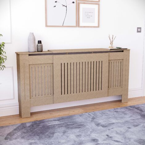 Home Discount – Cache-radiateur réglable Chelsea brut à peindre H 82 x L 140–204 x P 20,5 cm – MDF durable pour circulation optimale de chaleur (1/5)