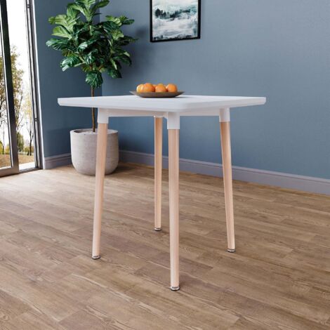 Batley Table à Manger Carrée 2 Places MDF Bois de Hêtre Massif Meubles de Cuisine, Blanc (1/5)