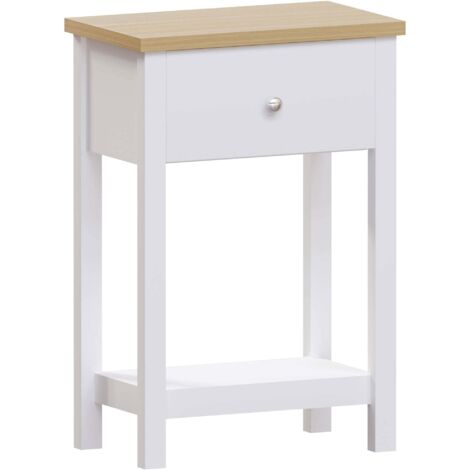 Arlington Table Console avec 1 Tiroir et Étagère Meuble d’Entrée Table d’Appoint, Blanc (1/5)