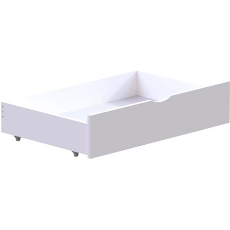 Libra Lot de 2 Tiroirs de Lit en Bois de Pin Massif H 20 x L 91 x P 60 cm, Blanc (1/4)