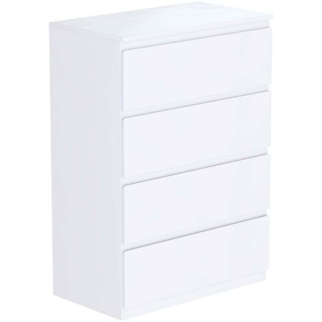 Home Discount – Commode enfant 4 tiroirs – Meuble de rangement H 96 x L 70 x P 40 cm – MDF et panneau de particules – Finition blanche minimaliste