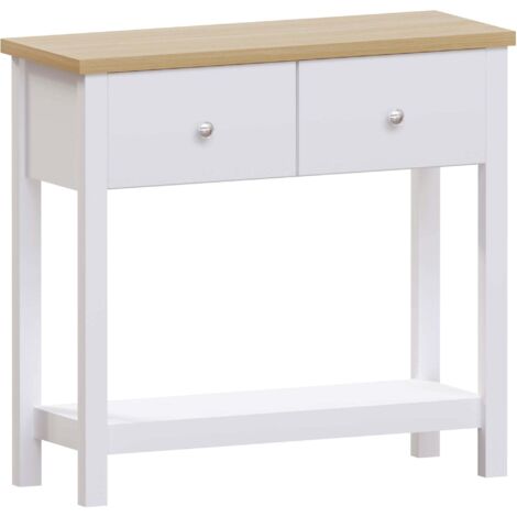 Arlington Table Console avec 2 Tiroirs et Étagère Meuble d’Entrée Table d’Appoint, Blanc (1/5)