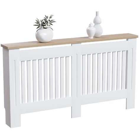Home Discount – Cache-radiateur moderne en MDF avec grille à lattes – Dimensions H 83 × L 111 × P 19 cm – Finition peinture en poudre – Pour radiateurs moyens