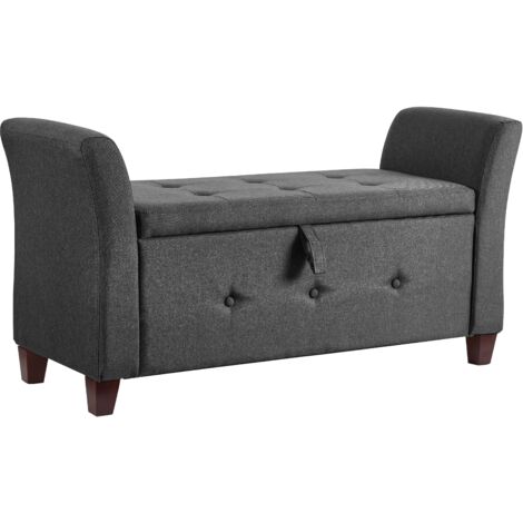 Seville Banc Ottoman de Rangement Coffre de Chambre et Couloir, Lin Gris Foncé (1/2)