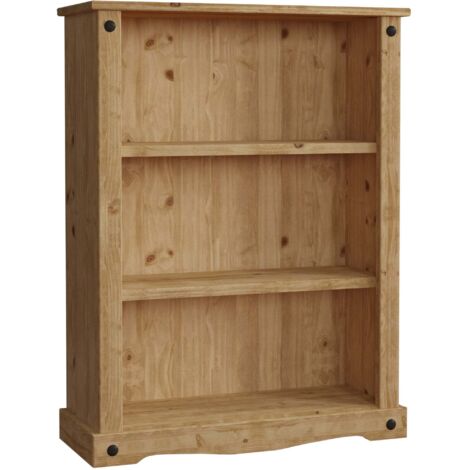 Home Discount – Bibliothèque basse 3 niveaux en pin massif – Finition cirée vieillie – Dimensions H 107 x L 75 x P 29 cm – 10kg par étagère (1/5)