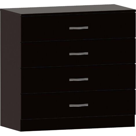 Home Discount – Commode 4 tiroirs moderne H 72 x L 75 x P 36 cm – MDF et mélamine – Poignées en acier inoxydable – Rangement esthétique pour chambre