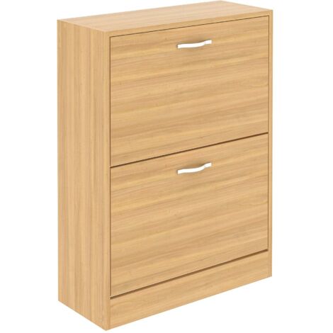Organisateur Chaussures Extractible Armoire à Chaussures Vida Designs 2 Tiroirs Bois - 80x60x24cm Noir, Rangement Extractible Meuble A Chaussures Entree
