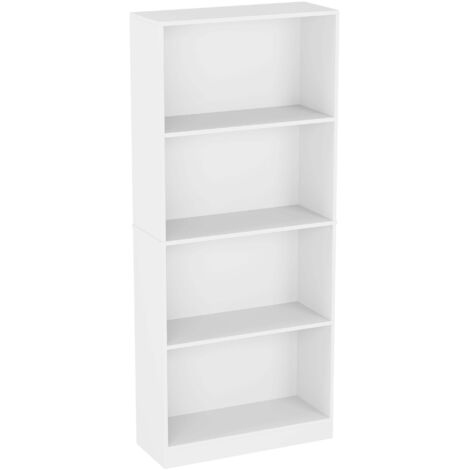 Cambridge Grande Bibliothèque 4 Niveaux Meuble de Rangement Étagère H 140 x L 60 x P 24 cm, Blanc (1/5)
