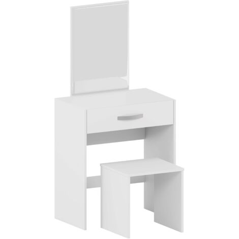 Home Discount – Coiffeuse enfant avec miroir et tabouret – 1 tiroir – MDF et verre – H 130 x L 63,5 x P 39 cm – Design élégant et fonctionnel (1/5)