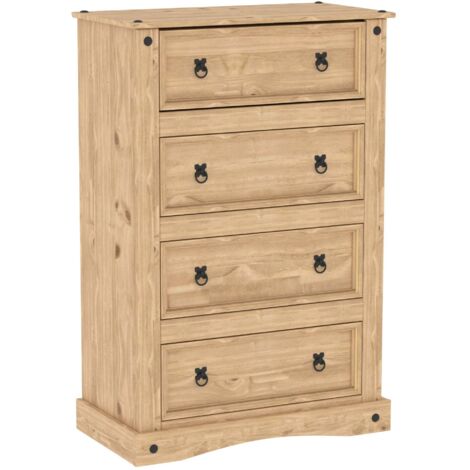 Corona Commode 4 tiroirs en pin massif meuble de rangement pour chambre H 115 x L 80 x P 40 cm (1/4)