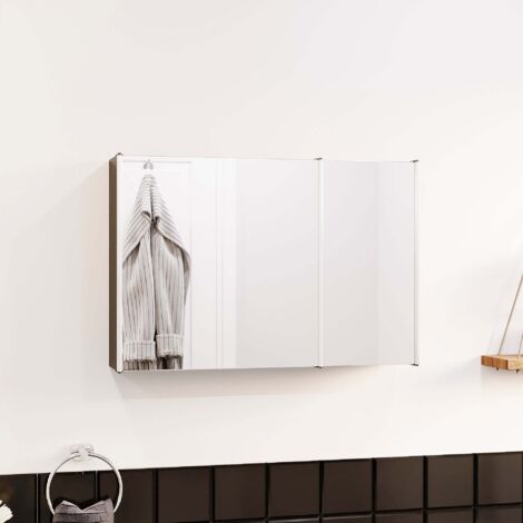 Tiano Armoire de Salle de Bain Murale à 3 Portes avec Miroir en Acier Inoxydable H 45 x L 68 x P 13 cm (1/5)