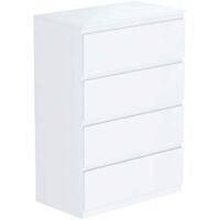 Home Discount – Commode enfant 4 tiroirs – Meuble de rangement H 96 x L 70 x P 40 cm – MDF et panneau de particules – Finition blanche minimaliste