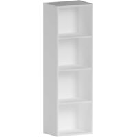 Home Discount – Bibliothèque cube 4 niveaux – Meuble de rangement H 106 x L 32 x P 24 cm – MDF et panneaux de particules – Blanc moderne
