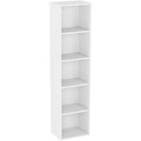 Oxford Bibliothèque Cube 5 Niveaux Meuble de Rangement Étagère H 132 x L 32 x P 24 cm, Blanc