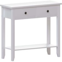 Windsor Table Console avec 2 Tiroirs et Étagère en MDF Meuble d’Entrée Table d’Appoint H 74 x L 80 x P 30 cm, Blanc