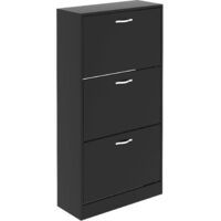 Meuble à chaussures 3 tiroirs pour entrée, armoire de rangement pratique H 118 x L 60 x P 24 cm, Noir