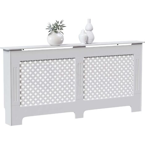 Oxford Heizkörperverkleidung MDF Moderner Schrank Grill, Weiß, Extra-Groß