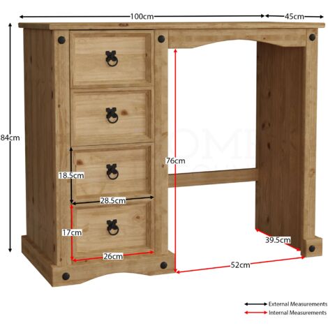 Corona Dressing Table 4 Drawer Solid Pine Makeup Vanity Computer Desk