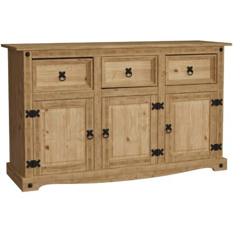 Corona Sideboard aus massiver Kiefer, 3 Türen 3 Schubladen