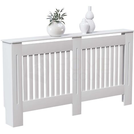Chelsea Heizkörperverkleidung MDF Moderner Schrank Slatted Grill, Weiß, Groß