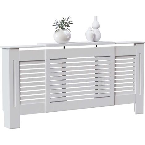 Milton Heizkörperverkleidung MDF Moderner Schrank Slatted Grill, Weiß, Verstellbar