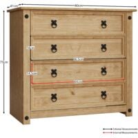 Corona Rustikale Kommode mit 4 Schubladen