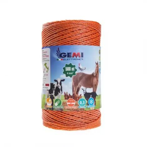Hilo Conductor Redondo Para Pastor Eléctrico Cerca Eléctrica 500 MT 4mm² Gemi Elettronica